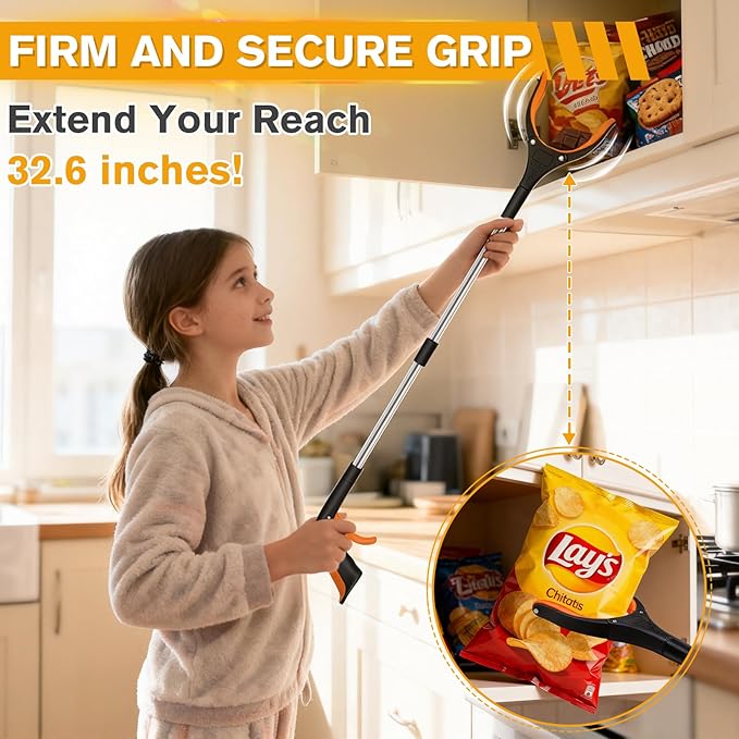JTIEO Grabber Reacher Tool - 32” Extra Long Foldable Gripper and Reaching Tool - 4 Pack Heavy Duty Pick Up Stick Grabbers