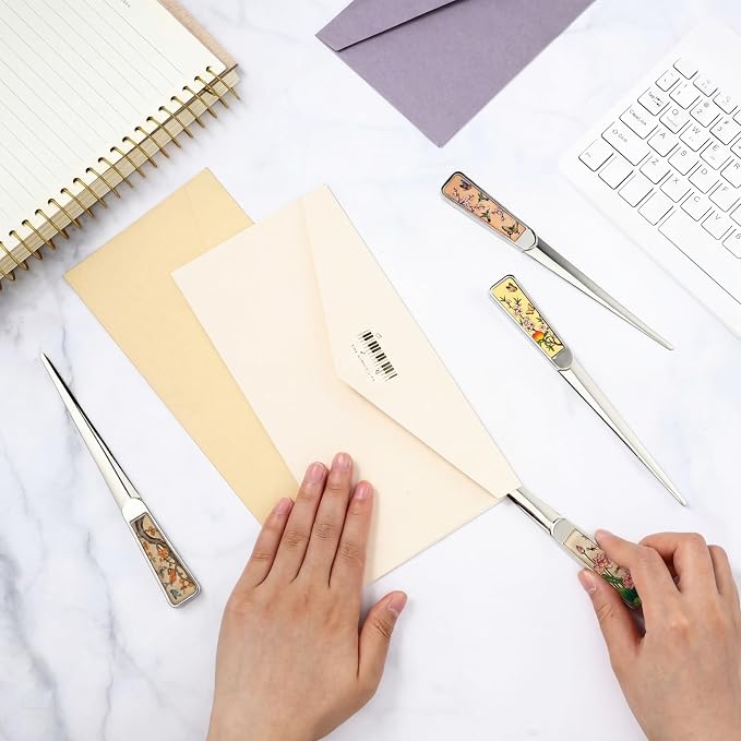 Chuangdi 4 Pieces Letter Opener Knife Fancy Stainless Steel Envelope Openers Slitter Lightweight Mail Opener Tool for Women Men Graduation Gift Office Home School Supplies(Butterfly Style)