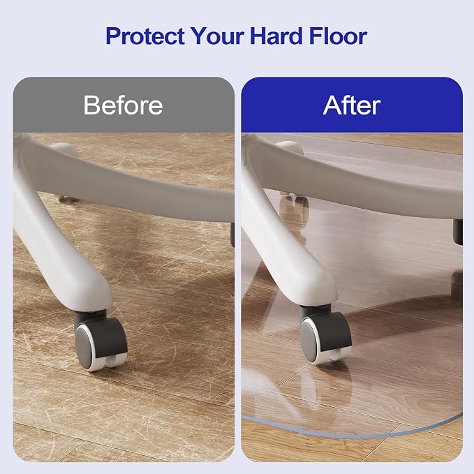 Delamu Office Chair Mat for Hardwood Floor, 30"×48" Office Computer Desk Chair Mat, Clear PVC Heavy Duty Floor Protector Mats for Rolling Chairs, Only for Hard Floor (30"×48" Rectangular)
