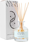 Lime Basil & Mandarin Reed Diffuser – Citrus & Herbal Diffuser for Home 6.7 fl oz – 8 Rattan Sticks – Premium Aromatherapy Oil – Elegant Glass Bottle – 90 Days Long Lasting Diffuser Set