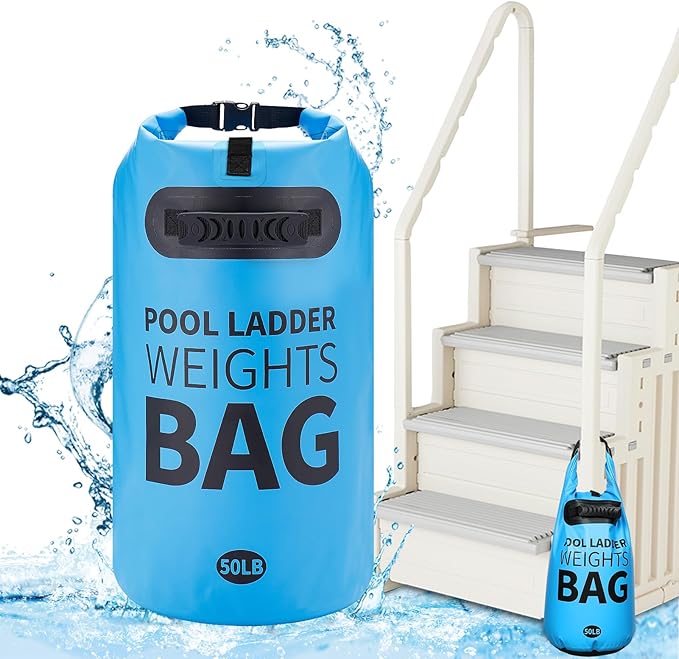 Heavy Duty Pool Ladder Weights - 50lbs Sand Fillable Universal Sand Bags Step Anchors, 500D PVC Waterproof Tear-Resistance Foldable Sandbags for Above Ground Swimming Pools Stair Entry Systems, 1 Pack