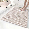 Non Slip Bathtub and Shower Mat 31x17 inch,Bath Mat with Quick Dry Drain Holes and Suction Cups, Soft Comfortable Safe Bathroom Mat for Bath Tub, Floor, Tile (Khaki)