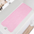 TEESHLY Bath Tub and Shower Mats, Non Slip 40 x 16 Inch Extra Large Bathtub Mat, Machine Washable Bathmat with Drain Holes, Suction Cups for Bathroom Floor, Clear Pink