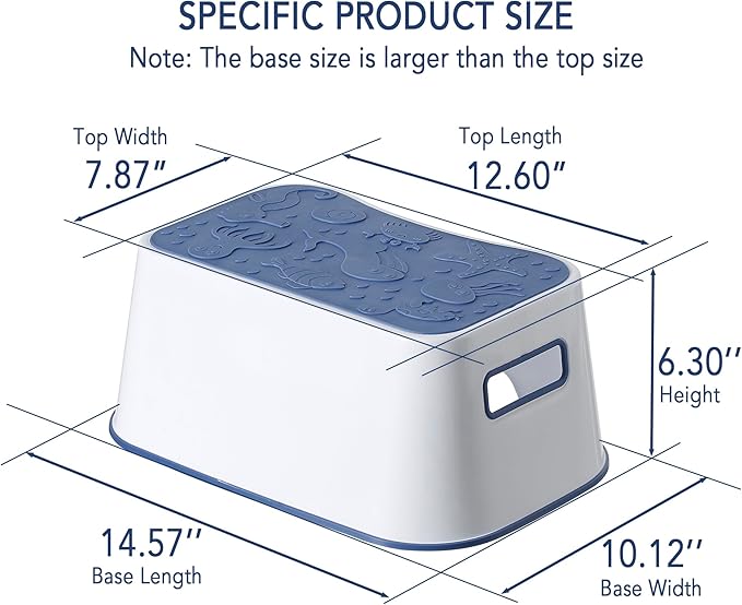 2 Pack Step Stool for Kids, Cute Sea Animals Toddler Kids Step Stool Stackable Non-Slip Safety Foot Stool for Kitchen Bathroom and Toilet Potty Training (Blue)
