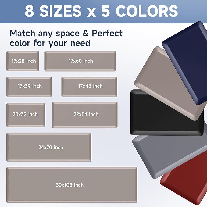 4/5 Inch Thick Kitchen Mats for Floor, StepRite Kitchen Rug for Standing Desk, Non-Slip, Thicker, Stain & Water Resistant, Comfort Anti Fatigue Floor Mat for Home, Kitchen, Office - Khaki,108 * 30''