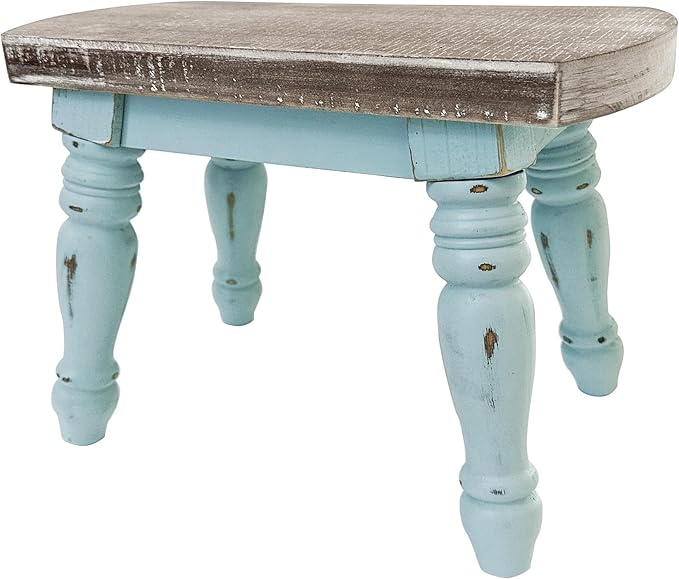 dwellington Farmhouse Wooden Step Stool - Rustic Solid Wood Design, 300lb Capacity, Sturdy Step Ladder for Kids, Kitchen, Bathroom, Vintage Home Decor