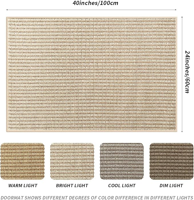 Indoor Doormat, 24" x 40", Double-Tone Beige, Non-Slip Backing Protection,Low Profile Front Doormat, Front Door Mat Entrance, Entryway, Exquisite Lock Edge, Kitchen mats