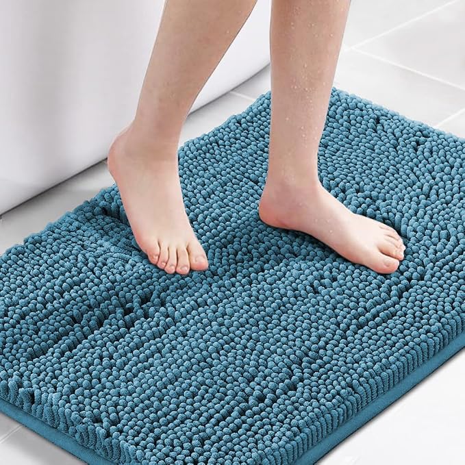 H.VERSAILTEX Bath Mat for Bathroom Non Slip Luxury Chenille Ultra Soft Bath Rugs 24x36 Absorbent Non Skid Shaggy Rugs Washable Dry Fast Plush Area Carpet Mats for Indoor, Bath Room, Tub - Dark Teal