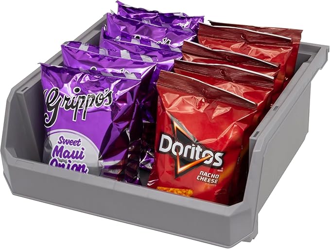 ReadySpace Plastic Containers for Organizing and Storage Bins for Closet, Kitchen, Office, Garage or Pantry Organization, Stackable Bins, Extra Large (14.8" x 16.5" x 7"), 4-Pack, Grey