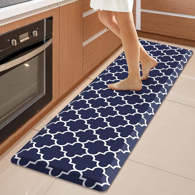 WISELIFE Kitchen Runner Rugs Anti-Fatigue mats - 3/4 Inch Thick Non Slip Waterproof Ergonomic Comfort Mat for Kitchen, Floor Home, Office, Sink, Laundry (17.3"x60" -0.75 inch,Blue)