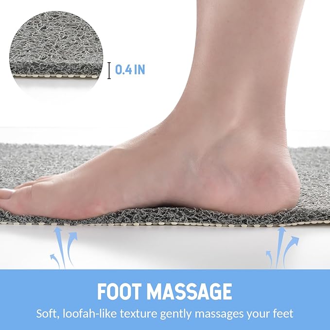 Hargiis Non-Slip Bathtub Mat, Anti Slip Shower Mat, Fast Drying Bathtub Mats, Foot Scrubber Mat, Anti Slip Mat for Tub, Floor, Bathroom, Kitchen, Home, Hotel (Grey 36"×24")