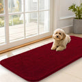 OLANLY Dog Door Mat for Muddy Paws 47x20, Absorbs Moisture and Dirt, Absorbent Non-Slip Washable Doormat, Quick Dry Chenille Mud Mat for Dogs, Entry Indoor Entryway Carpet for Inside Floor, Red