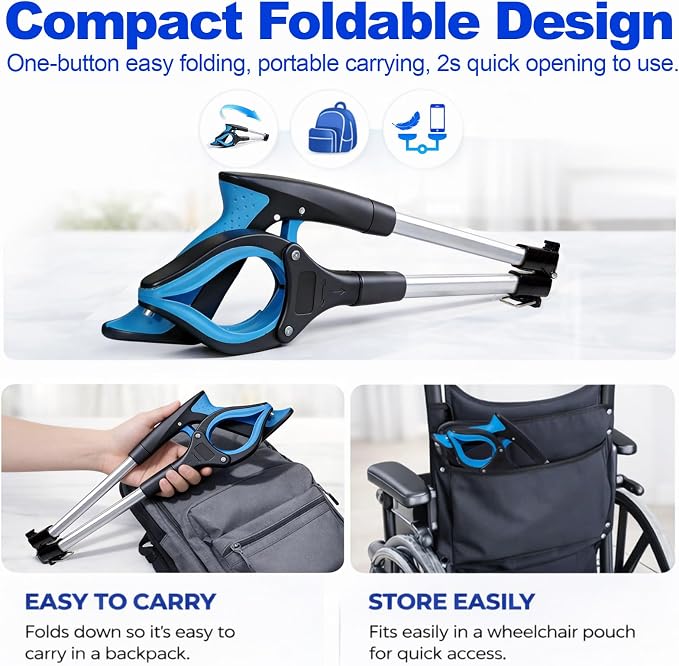 LEGENDONE 36" Magnetic Grabber Reacher Tool, 2 Pack Extra Long Reacher Grabbers Foldable Trash Pickup Tool, Heavy Duty 360° Wide Claw Upper Grabber Picker for Senior, Health, Surgery Recovery