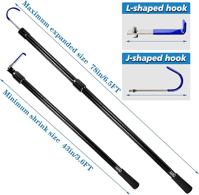 6.5FT 2.0 New Upgraded Scalable Aluminum Alloy Truck Cargo Grabber with a Maximum Pulling Force of 300pound Suited for Pickup Trucks SUVs Trailers RVs Boats (Gen 2 Black) 5-piece Set