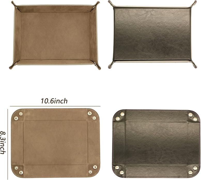 Valet Organizer - Catchall Tray for Jewelry, Wallets, Watches, Keys, Coins, Phones, Glasses - Perfect for Nightstand, Desk, Entryway