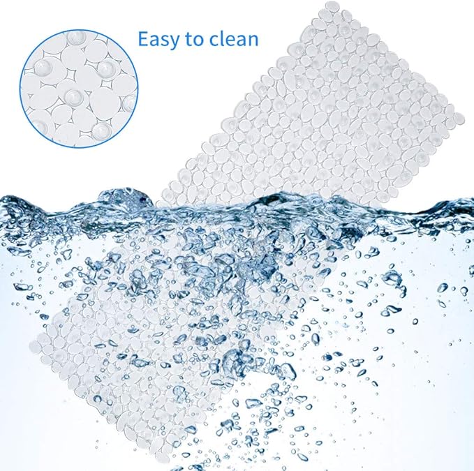Pebble Bath Mat for Bathtub to Anti Slip Bathtub Mat in Shower with 16 Inches by 35 Inches (Clear)