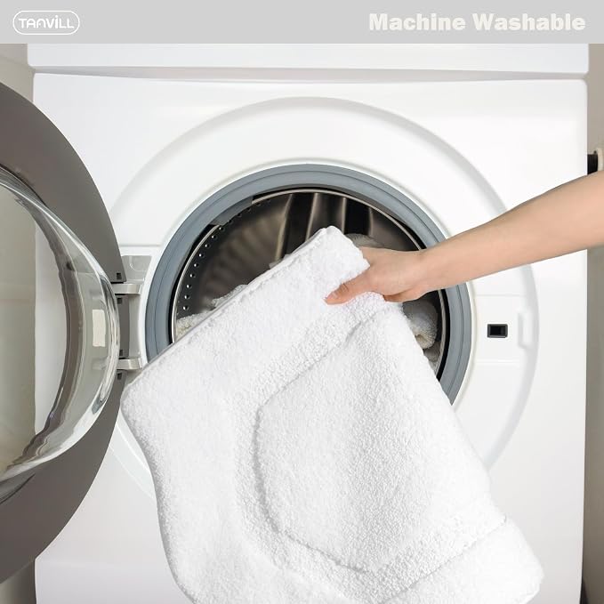 Bathroom Rug Mat, Extra Soft Absorbent Washable Bath Rug, Non-Slip Bath Mats for Bathroom, Tub and Shower, White, 24×36