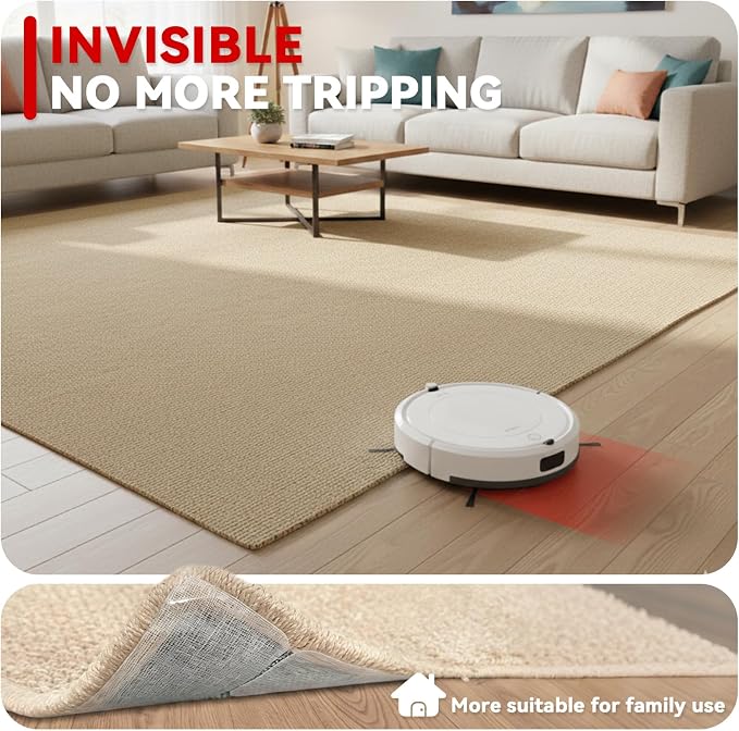 Rug Non Slip Grippers, 8Pcs Carpet Tape Reusable, No Residue on Hardwood Floors, Strong Hold Rug Stickers for Area Rugs, Keep Corners Flat, 2x8 Inch