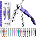 HYZ 2-Pack Wine Opener Waiter Corkscrew, Professional Wine Key for Servers, Bartender with Foil Cutter, Manual Wine Bottle Opener Double Hinged (Lupine)