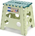 ACKO Folding Step Stool 13 Inch, Sturdy Collapsible Step Stool Foldable Up to 300 lbs for Adults, Non Slip Lightweight Foot Stools with Handle, Ideal for Kitchen, Bathroom, Bedroom, Garden, Green