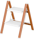 DIAMONDFORGE 2 Step Ladder, Lightweight Folding Step with Wide Anti-Slip Pedal & Feet, 330 lbs Capacity,Sturdy Steel Step Ladder for Home,Office and Library,Light Woodgrain