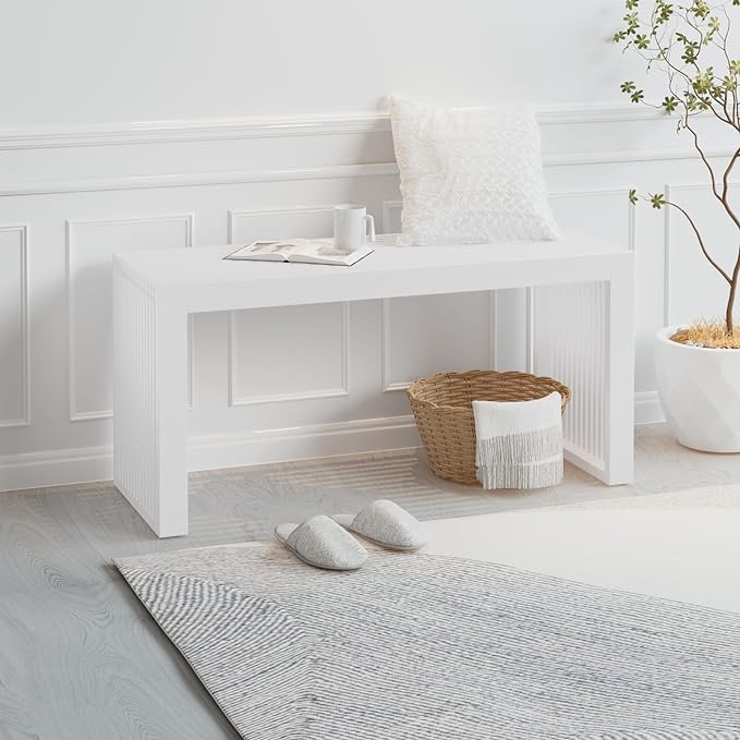 APRTAT Bamboo Dining Bench, 35 inch Farmhouse Decor Indoor Kitchen Table Bench, Entryway Shoe Rack Bench Solid Bamboo Benches for Living Room, Hallway, Bedroom, Bathroom