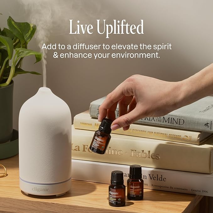 Cliganic Organic Lavender Essential Oil - 100% Pure Natural Undiluted, for Aromatherapy Diffuser | Non-GMO Verified