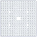Large Square Shower Mat 27 x 27 Inch White, Non Slip Shower Bathtub Mats for Inside Shower With Big Suction Cups Drain Holes, Anti Slip Bathroom Floor Shower Stall Mats, Easy Clean, BPA-Free