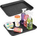 iDesign Plastic Under Sink Mat Tray for Kitchen Cabinet, Bathroom, Entryways, Office, Mudroom, College Dorm, (Set of 2), 17" X 13" X 2", Black