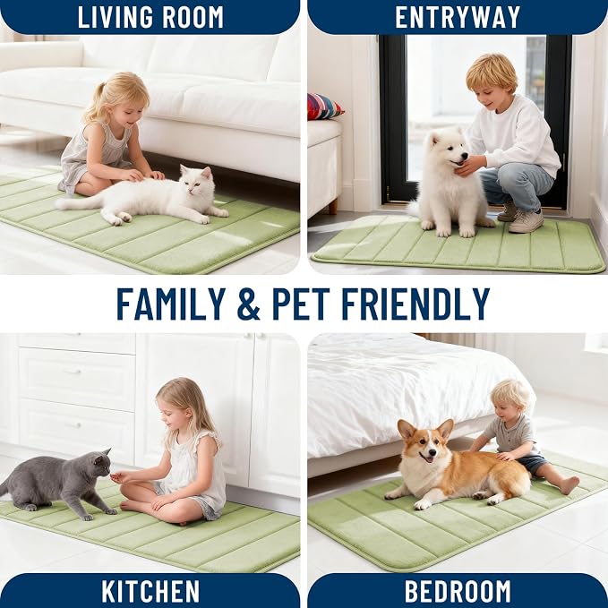 OLANLY Memory Foam Bath Mat 40x32, Super Soft Absorbent Bathroom Rugs, Quick Dry, Machine Washable Shower Floor Rugs, Bathmat Carpet, Bathroom Home Decor Accessories, Vanilla