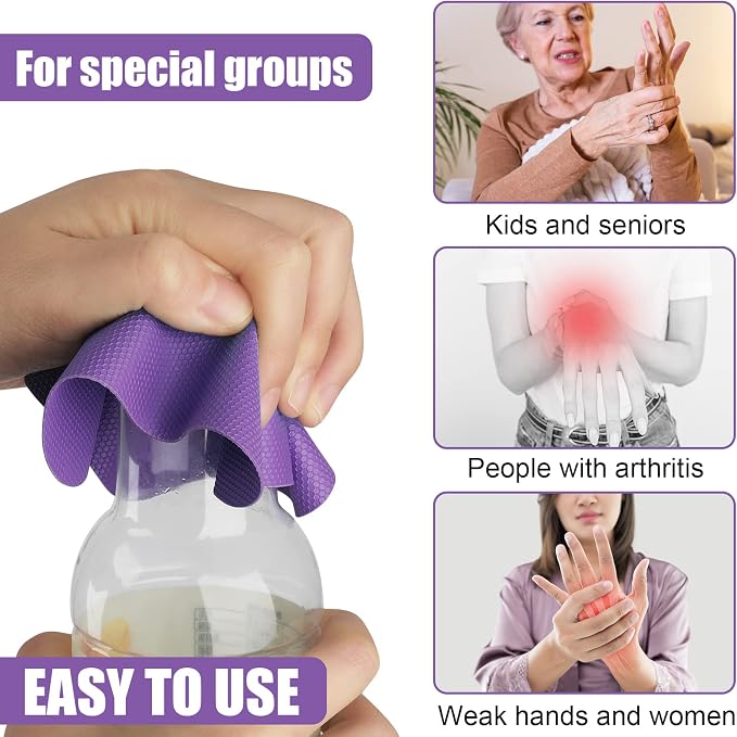 LUTER 4pcs Jar Opener, Rubber, Multi-function Silicone Bottle Opener for Seniors with Weak Hands Lid Cap Gripper Pads Kitchen Coasters Gadgets(blue square + purple round)