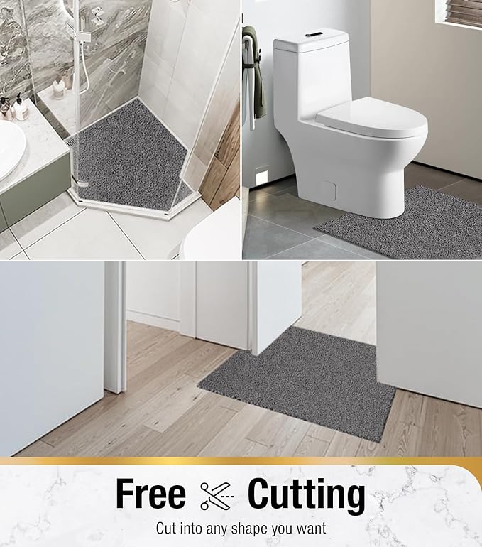 Shower Mat Non Slip Square, Bath Tub Mat for Textured Surface, Soft PVC Loofah Bathtub Mats Without Suction Cups, Quick Drying Shower Floor Mat, 24 x 24 Inch Bathroom Accessories, Grey