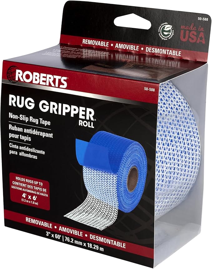 Roberts 50-588 Rug Gripper Indoor 3 Inch by 60 Foot Mat and Rug Carpet Tape for Removable Installations