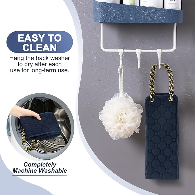 Exfoliating Back Scrubber with Handles, 39 Inch Double-Sided Back Exfoliator Body Scrub Towel, Exfoliating Washcloth Bath Tool for Use in Shower, Back Washer to Deep Clean Your Skin for Men & Women