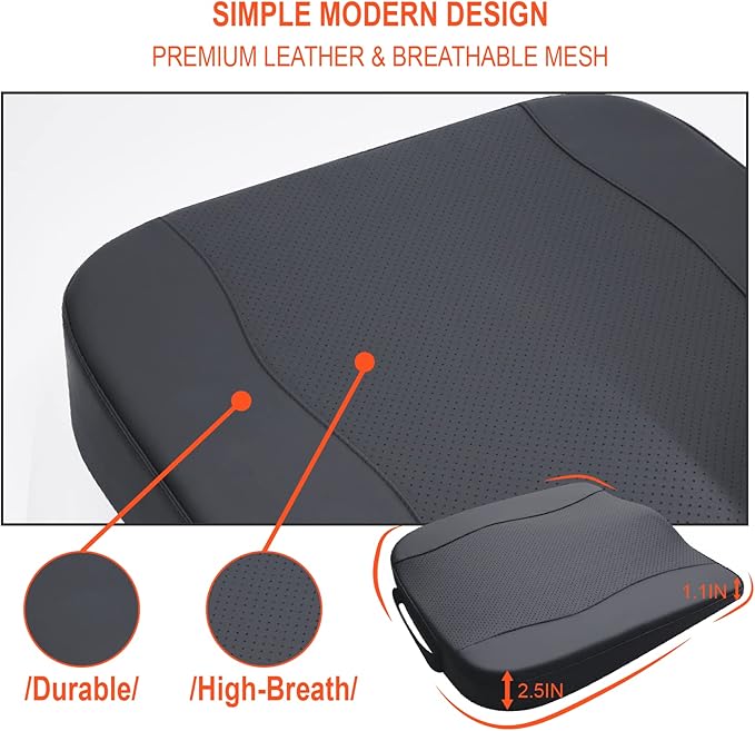 Lofty Aim Car Seat Cushion, Comfort Memory Foam Car Cushions for Driving - Sciatica & Lower Back Pain Relief, Driver Seat Pillow for Auto, Office Chair, Wheelchair - Classic Black