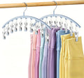 Volnamal Legging Organizer for Closet, Metal Yoga Pants Hanger w/Rubber Coated 2 Pack w/10 Clips Hold 20 Leggings, Hangers Space Saving Hanging Closet Organizer for Closet Organizers and Storage, Blue