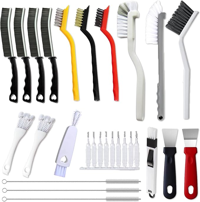 20Pcs Crevice Cleaning Brush Set, Hard Bristle Scrub Brushes Tools for Deep Cleaning Gap,Window Groove Cleaning Brush for Sliding Door, Sill, Tile Lines, Shutter, Corner, Sink, Teapot, Bottle