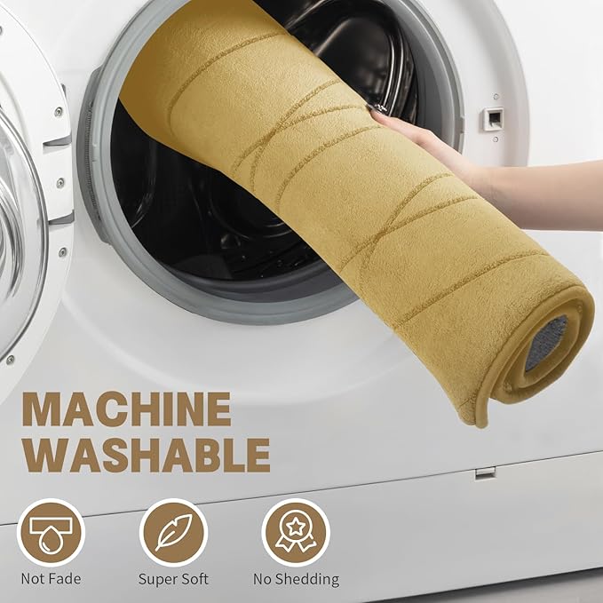 YIHOUSE Memory Foam Bathroom Rug Sets, Beige, 5 Piece | Ultra Soft, Absorbent, Non-Slip, Machine Washable