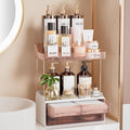 Delamu Bathroom Organizers and Storage, 2 Tier 2 Drawer Makeup Organizer Countertop, Easy to Install, Ideal for Bathroom Counter, Vanity, Ideal Gifts for Women Girls, Grapefruit