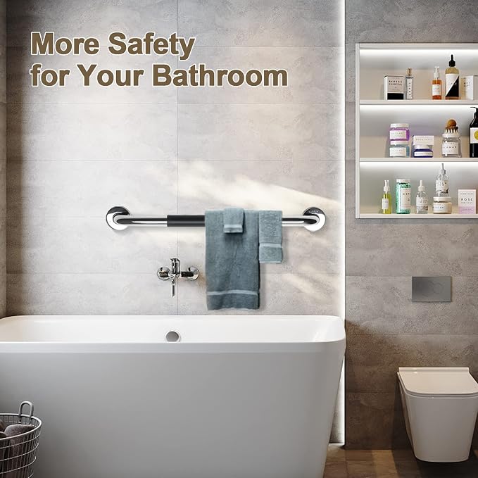 2 Pack Grab Bars for Bathroom, 32 Inch Anti Slip Bathroom Handicap Grab Bars for Showers, Safety Bath & Shower Grab Bar for Seniors, Shower Handles for Elderly, Tesuchan