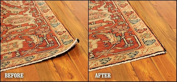 Original Curl Stop Anti-Curling Rug Gripper System to Prevent Rug Corner Curling, Rigid Rug Corner Gripper with Floor-Safe Adhesive, Ultra-Slim Support for Indoor & Outdoor Rugs, Pack of 8