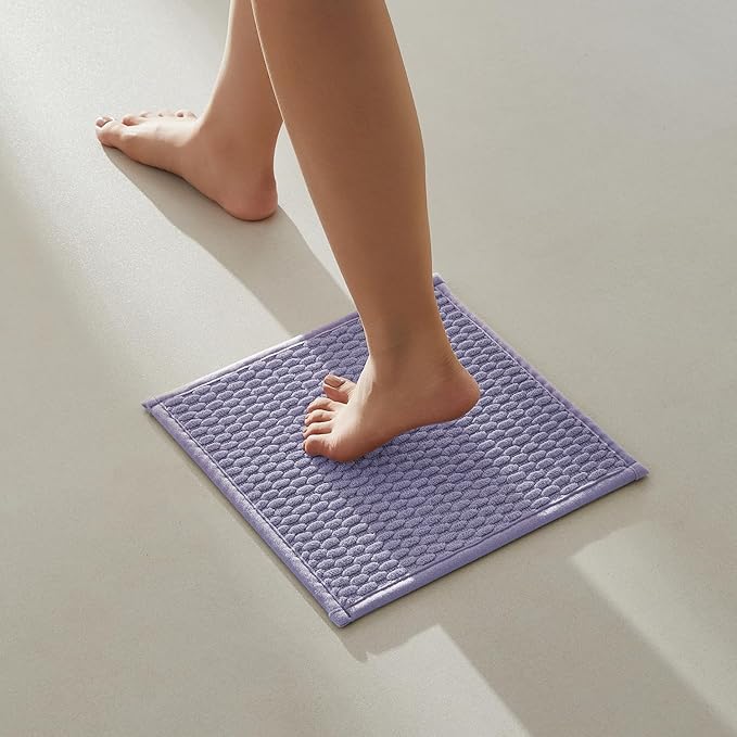 TYUU Small Bathroom Rugs, Non Slip Washable Bath Rugs Super Absorbent Bathroom Rug Thin Quick Dry Low Pile Bath Mats, Lavender 12"x12"
