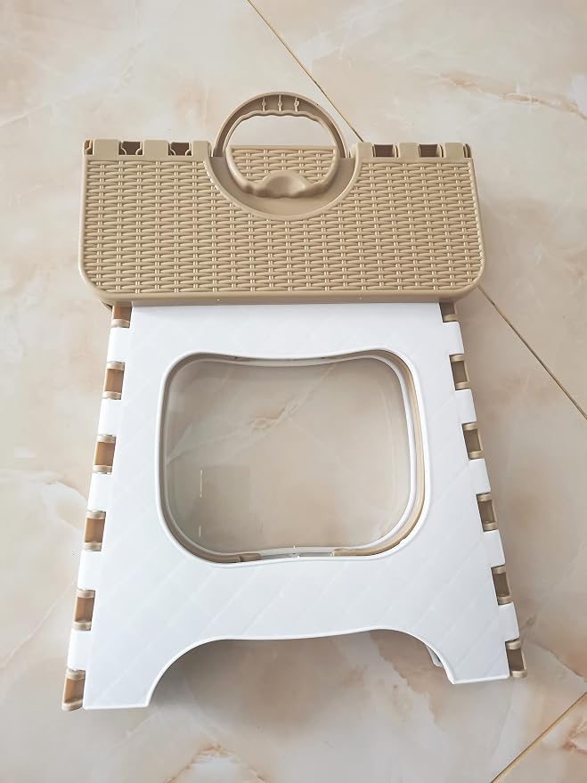 Folding Step Stool Anti Slip Compact Plastic Foldable Step Stool Holds Up to 300 lbs,12 inches, 30cm，(Coffee) 1PCS