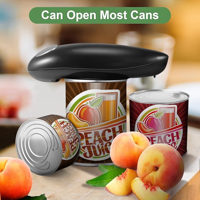 Electric Can Opener, One Touch Battery Operated Automatic Can Opener with Smooth Edge, Hands Free Can Openers for Seniors with Arthritis, Kitchen Gadget Fits Most Round Cans, Black