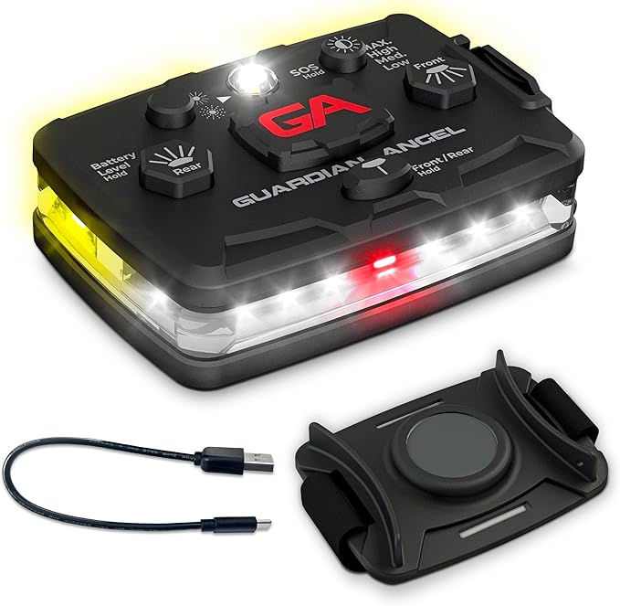 Guardian Angel Elite Series Safety Light - White Front & Yellow Rear - Rechargeable, Magnetic, Hands-Free Wearable & Mountable LED Flashlight for Construction, Roadside, Utility & Industrial PPE