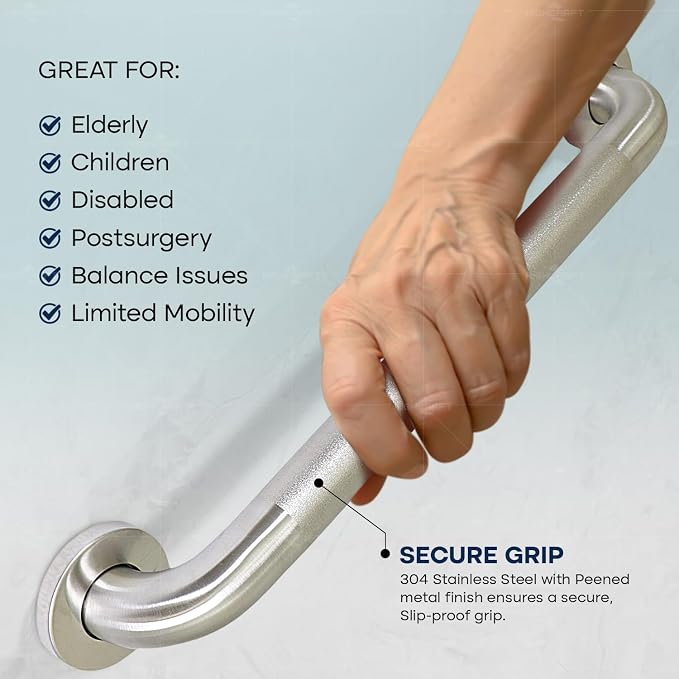 Highcraft Grab Bar for Bathtubs and Showers, Anti Slip Shower Grab Bars for Seniors and Elderly, Safety Bar for Bathroom 24" x 1.5" ADA Compliant Grab Bar, Heavy Duty Stainless Steel Shower Handle