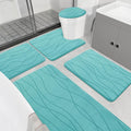 YIHOUSE Memory Foam Bathroom Rugs Sets, Teal, 5 Piece | Ultra Soft, Absorbent, Non-Slip, Machine Washable