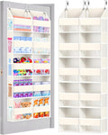 UVIAHOMI Heavy Duty Over The Door Organizer 5 Tiers, Extra Large Behind Door Storage of 10 Big Front & 10 Mesh Pockets, 80lb Weight Capacity, Hanging Doors Storage for Closet Bedroom Nursery, Beige
