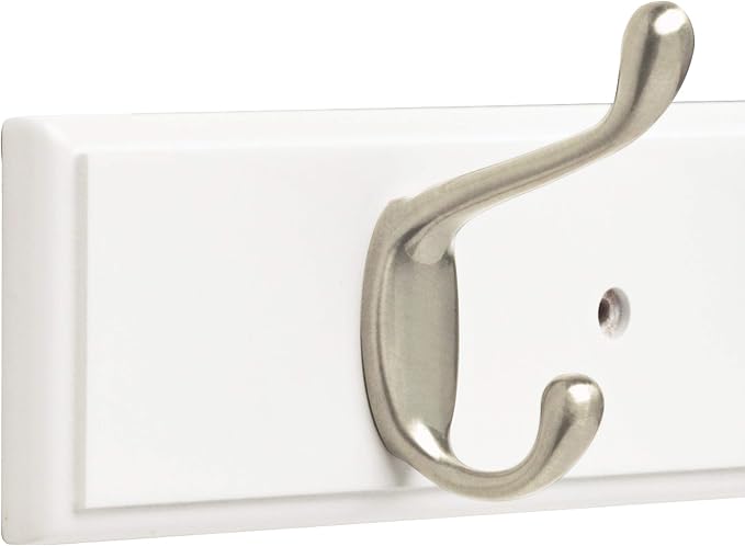 Franklin Brass Heavy Duty (1-Pack) 27' Coat/Hat Rack Wall Mount Pure White 6 Hooks Mounted Hanging Rail for Clothes, Towels, Purses, Bags, Kitchen, Entry, Closet Organizer FBHDCH6-WSE-R