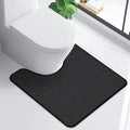 HOMTEB Toilet Rugs U Shaped Washable 24x20, Ultra Thin Toilet Rug Super Absorbent, Toilet Mat Rubber Backing Non-Slip, Toilet Mats Machine Washable Dry Quickly, Contour Bathroom Rugs for Toilet-Black
